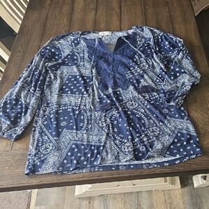 Elegant Navy Paisley Blouse